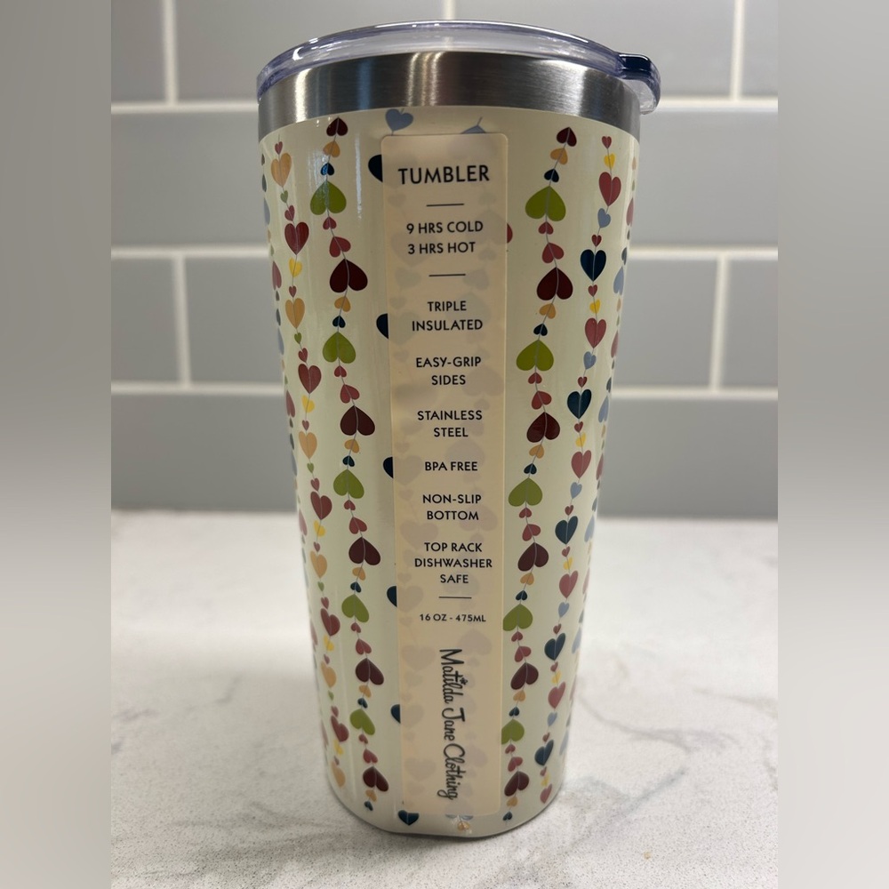 Matilda Jane Multi-Color Heart Pattern Stainless Steel Tumbler